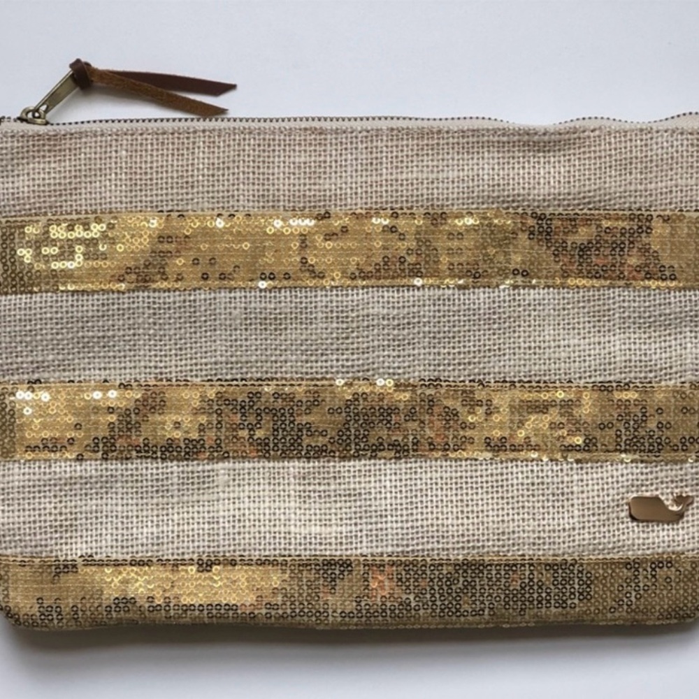 Vineyard Vines gold and rattan clutch. Lightly used and from a smoke free home.